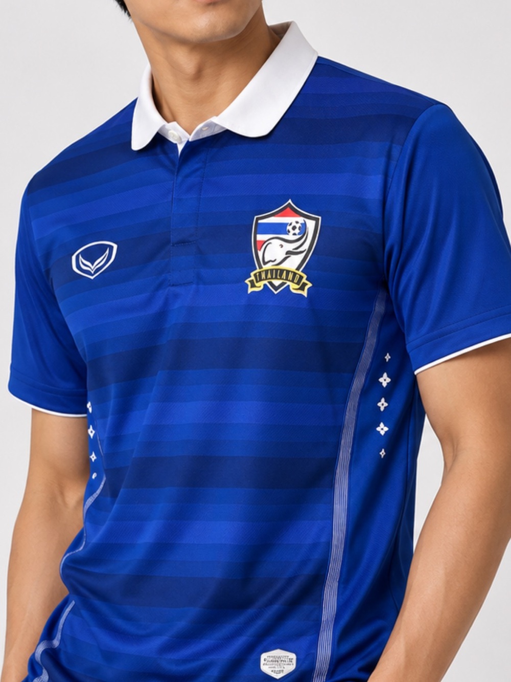 Men's Blue Thailand Football Polo Jersey with White Collar